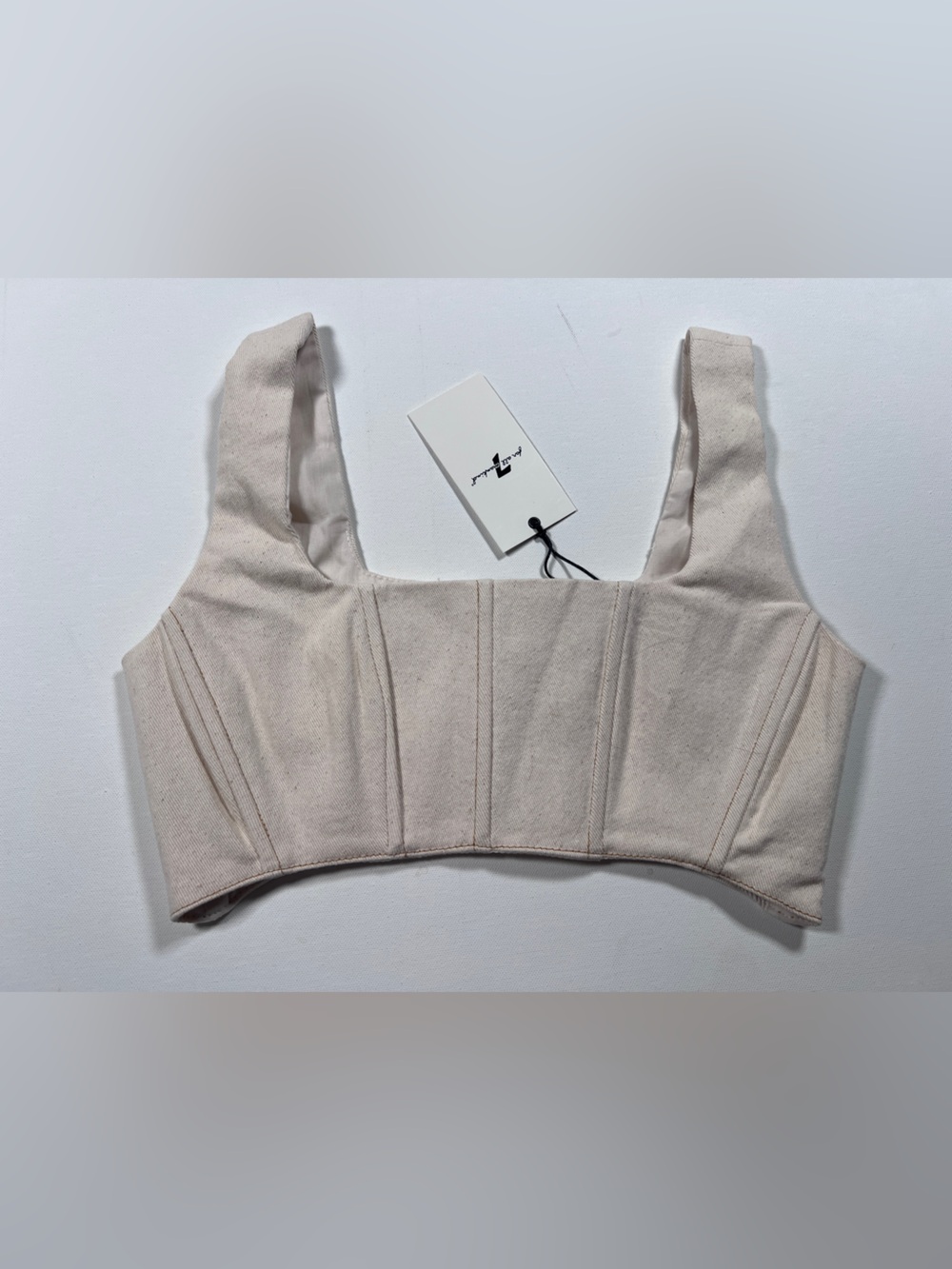 NWT 7 for all mankind cream denim bra corset top XS